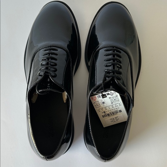 Zara Men's Glossy Black Dress Shoes - Picture 11 of 16
